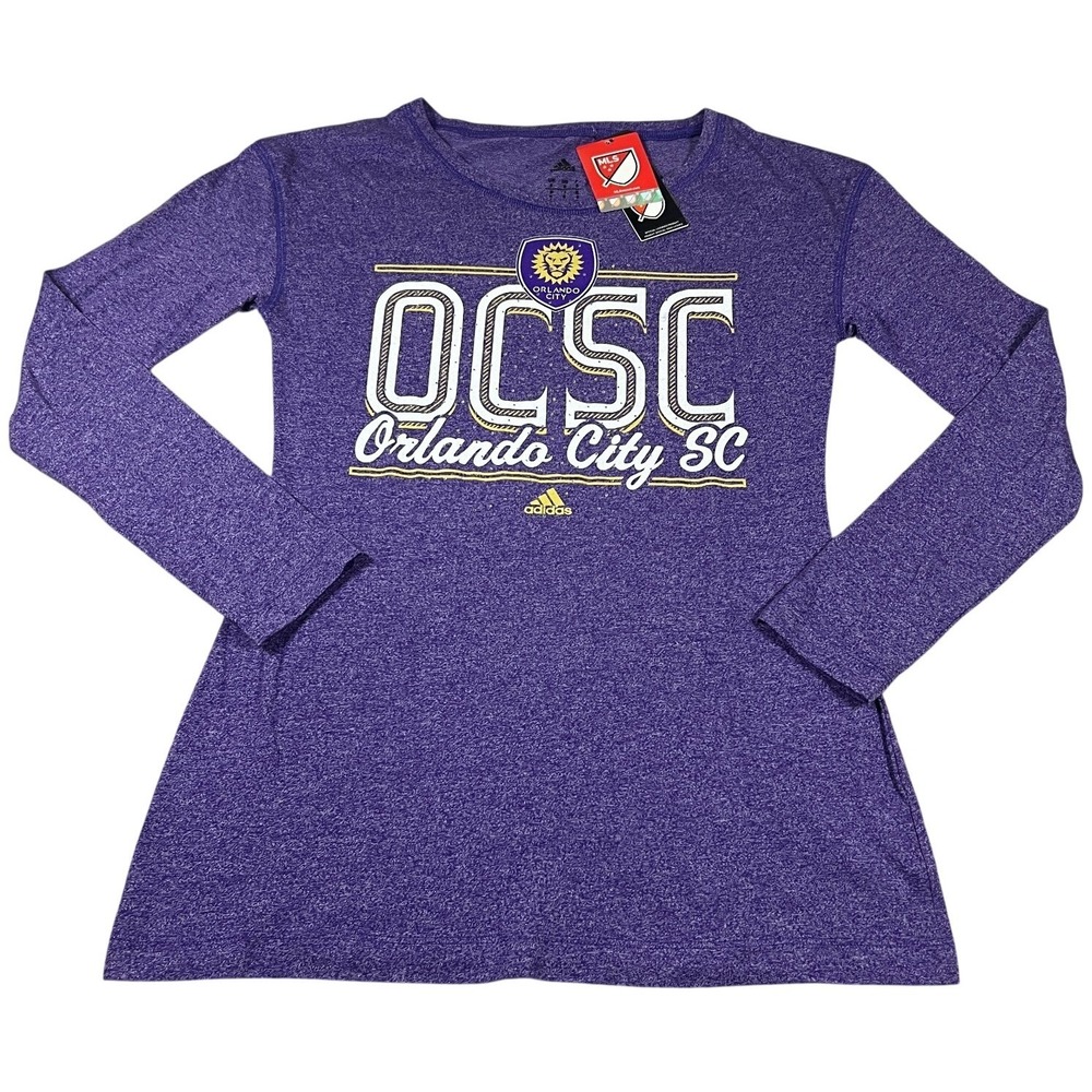 Adidas Orlando City SC MLS‎ Womens Purple Long Sleeve Shirt Rhinestone Small NEW
